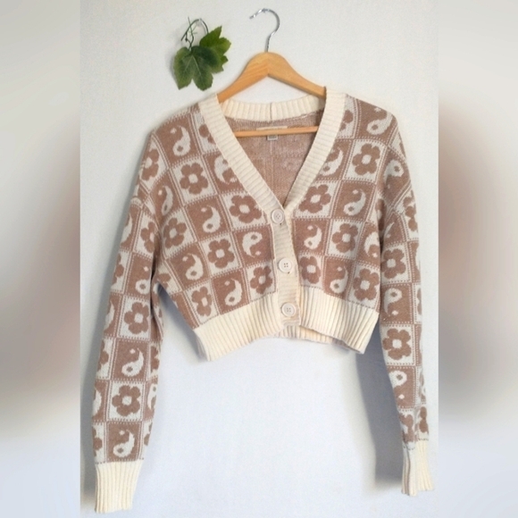 American Eagle Outfitters Crop Sweater Retro Vintage 90"s Cottagecore Grunge XS - Picture 1 of 5